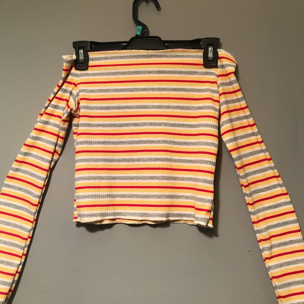 Striped off the shoulder crop top